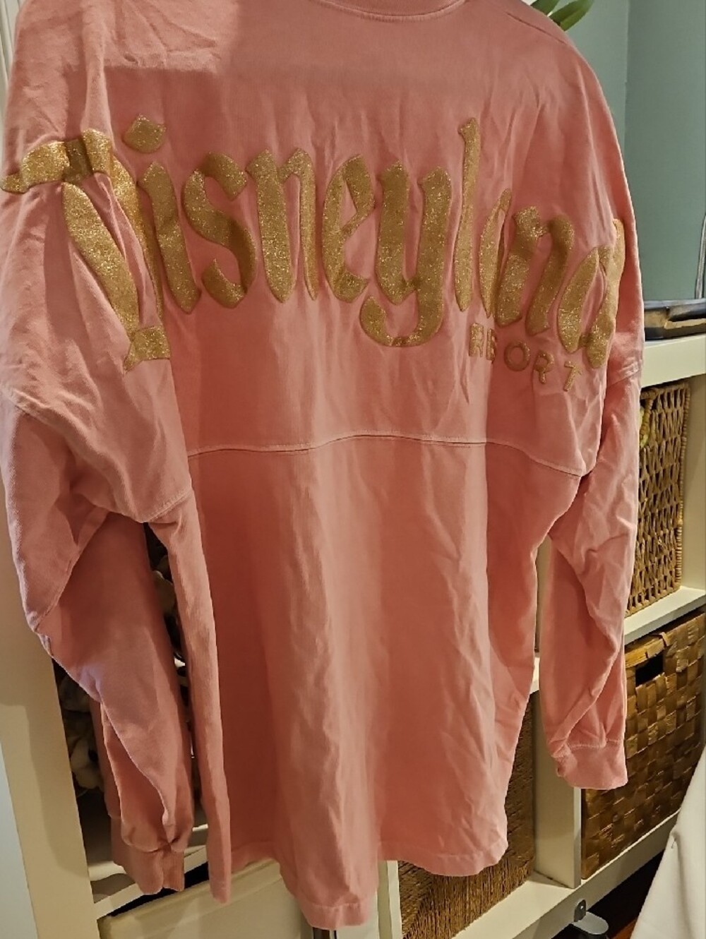 Authentic Disney Pink Oversized Jersey with Sparkly Gold Disney Logo 0037